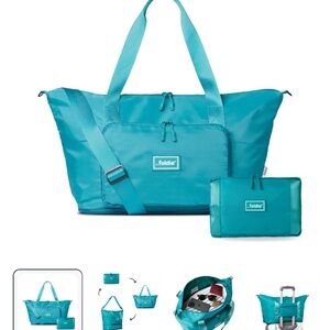 the Foldie Teal Travel Tote Bag